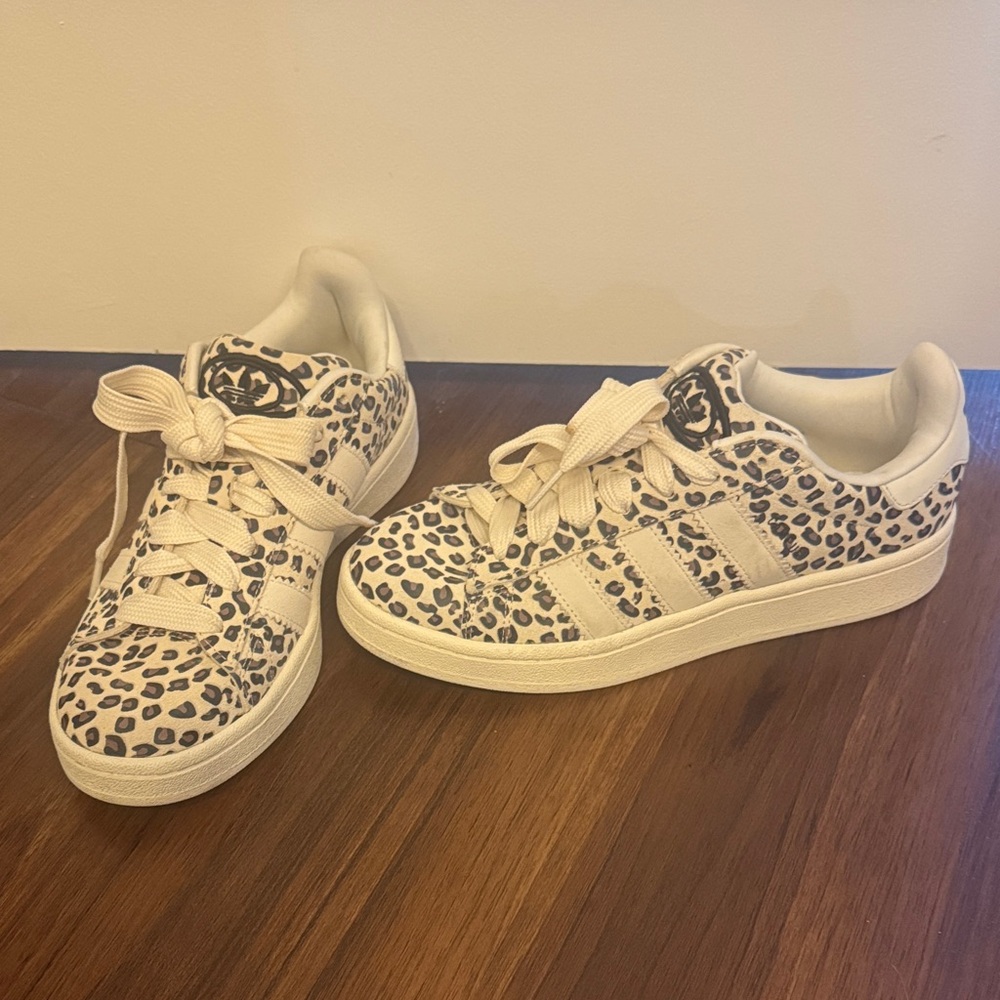 Adidas  Sneakers with Leopard Print - Cream and Black
